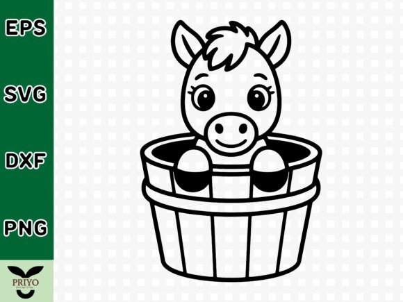 Adorable Pony Peek Sitting in a Bucket