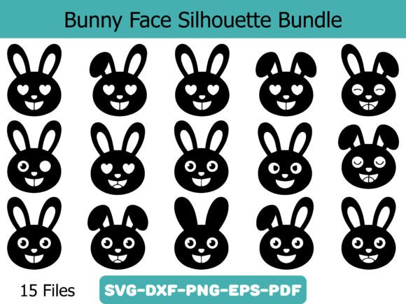 Bunny Face Silhouette Bundle