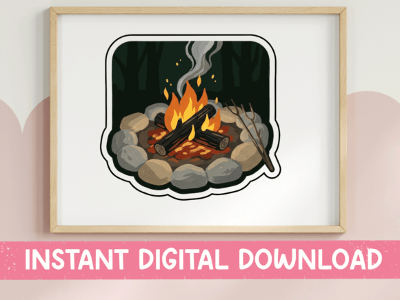 Campfire Logs Camping Sticker Print