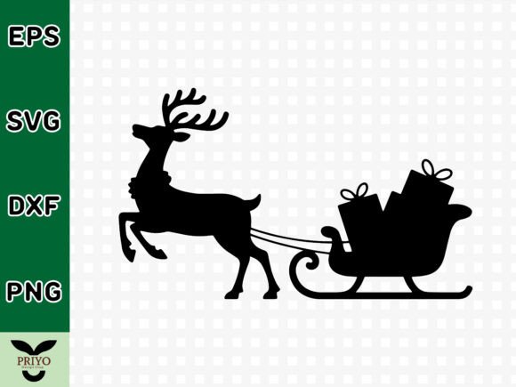 Christmas Reindeer Pulling Sleigh