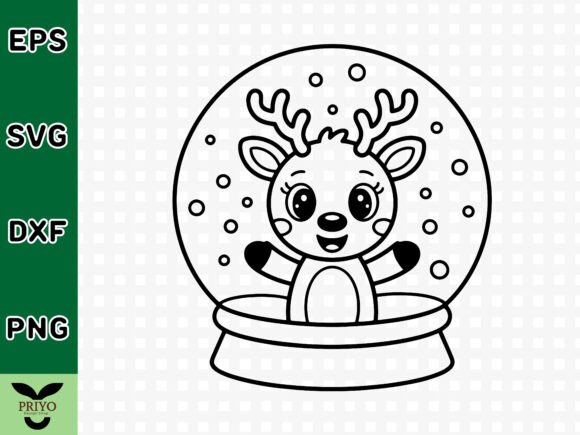 Christmas Snow Globe with Cute Reindeer
