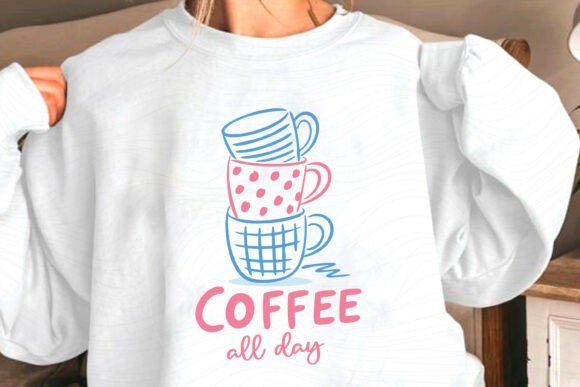 Coffee All Day Funny Coffee Cat PNG