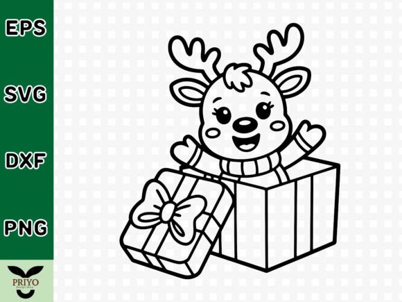 Cute Christmas Reindeer Popping Out of
