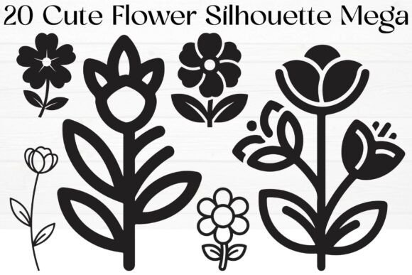 Cute Flower Silhouette Mega Bundle