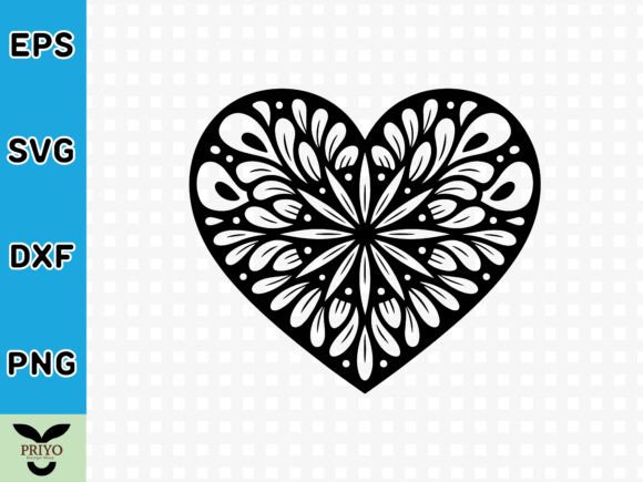 Heart Mandala with Floral and Petal Patt