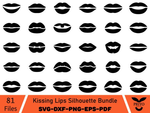 Kissing Lips Silhouette Bundle
