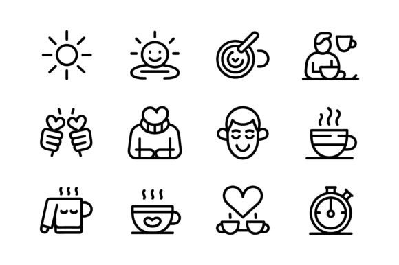 Morning Coffee Love Vector Silhouette