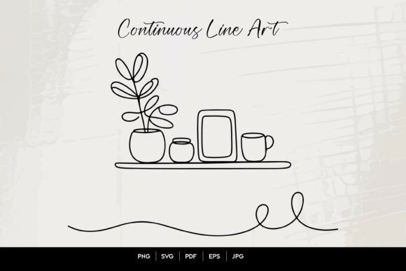 Shelf Decor Continuous Line Art