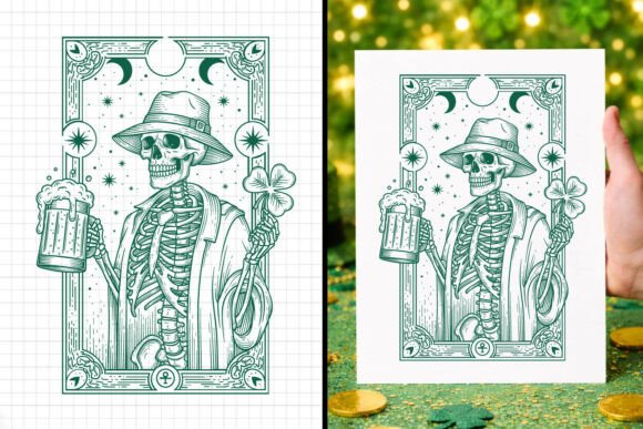 St Patricks Day Skeleton Clover Frame