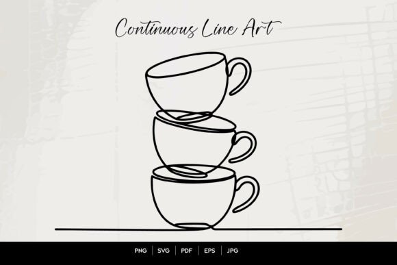 Stacked Coffee Cups Line Art