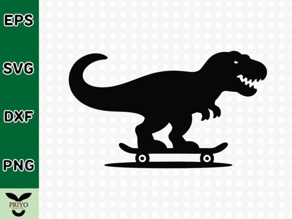 Tyrannosaurus Rex Riding a Skateboard